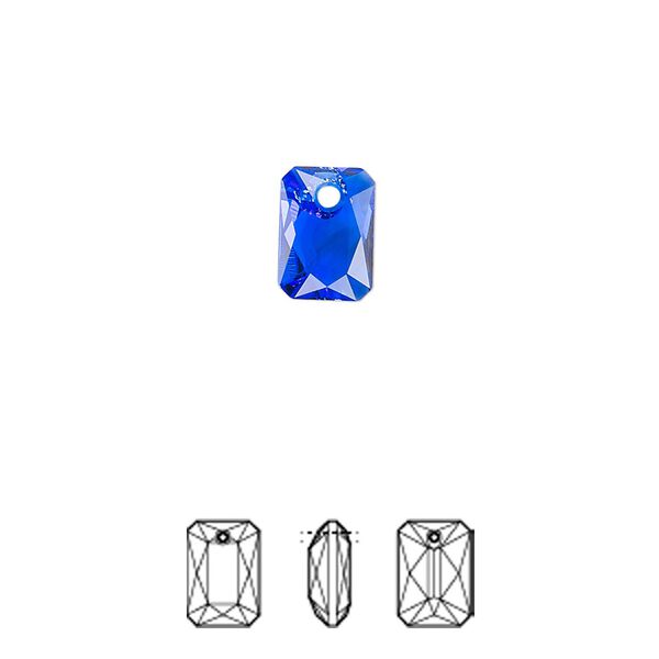 Drop 4pk majestic blue, Crystal Passions® 9x6mm pendant emerald cut 6435 image number 0