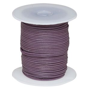 Cord, leather (dyed), purple, 1-1.2mm round. Sold per 25-yard spool.
