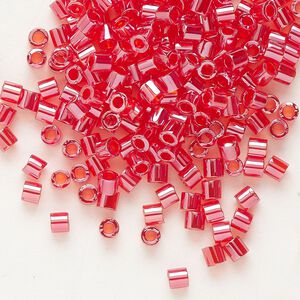 Seed bead, Delica®, glass, pkg/7.5g, #8 round, translucent luster light siam (DBL-0098).