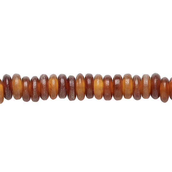 Bead, horn (dyed), amber yellow, 6x2mm hand-cut rondelle. Sold per 15-1/2" to 16" strand. image number 0