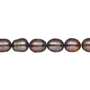 Pearl, cultured freshwater (dyed), antique bronze, 7-9mm rice, C grade, Mohs hardness 2-1/2 to 4. Sold per 15-inch strand.