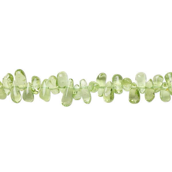 Peridot 1pkg1, hand-cut top-drilled teardrop bead natural B- grade, 15.5-16 inch 6x3mm-8x4mm image number 0