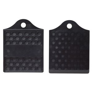 Bead counter, plastic, black, 8mm beads, 3x3 inches. Sold per pkg of 2.