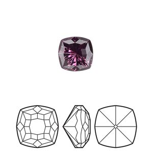 Fancy stone 48pk amethyst foil back, Swarovski® 10mm magical square 4460