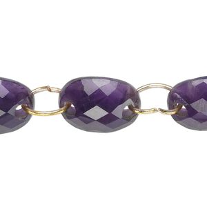 Amethyst 1pkg5, hand-cut curved faceted oval link natural graduated 16x12mm-18x13mm