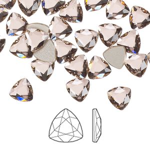 Flat back 144pk vintage rose foil back, Swarovski® 7mm trilliant 2472