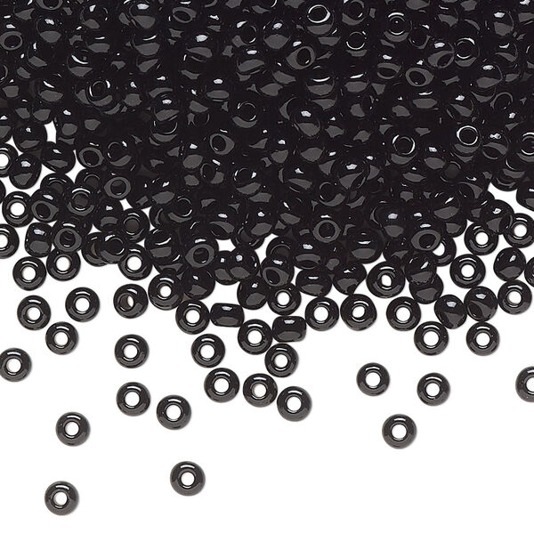 Seed bead, Preciosa Ornela Czech glass, pkg/50g, #8 rocaille, opaque black, (23980). image number 0