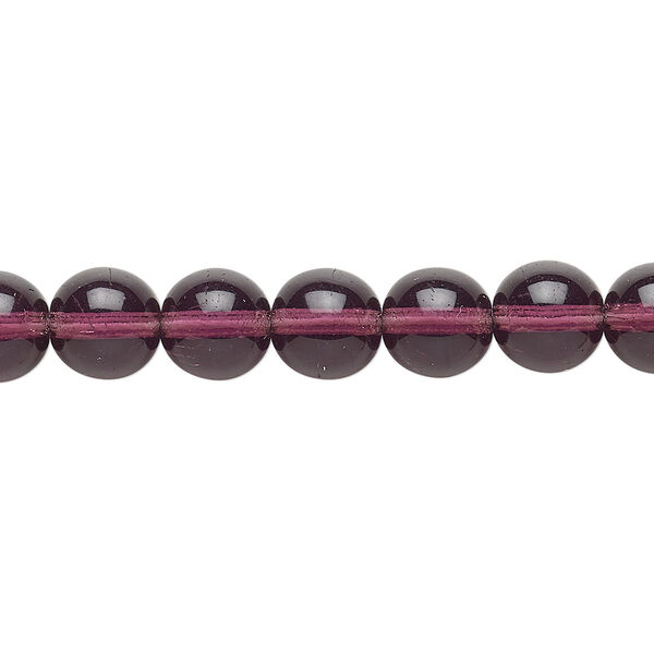 Bead, Czech glass druk, transparent amethyst purple, 8mm round. Sold per 15-1/2" to 16" strand. image number 0