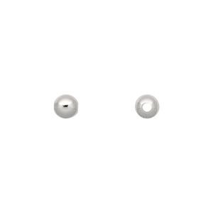 Bead, imitation nickel-plated brass, 5mm round. Sold per pkg of 100.