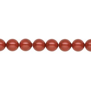 Pearl 500pk dark coral pearl, Swarovski® 6mm round 5810