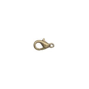 Clasp lobster claw 1pkg100 brass-plated "pewter" (zinc alloy), 7x5mm, antique 1-strand