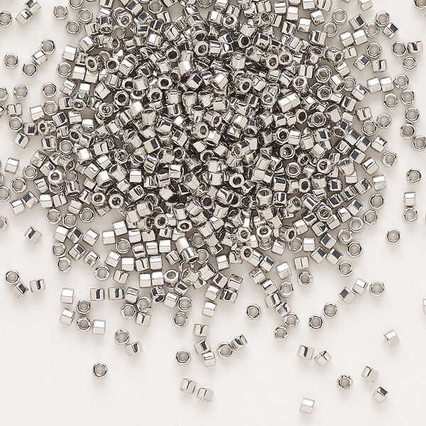 Seed bead, Delica®, glass, pkg/250g, #11 cut, opaque palladium-plated (DBC-0038). image number 0