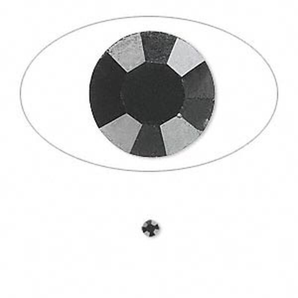 Chaton, glass rhinestone, jet, foil back, 2.4-2.5mm faceted round, PP18. Sold per pkg of 72. image number 0