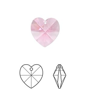 Drop 24pk rose, Crystal Passions® 14mm pendant heart 6228