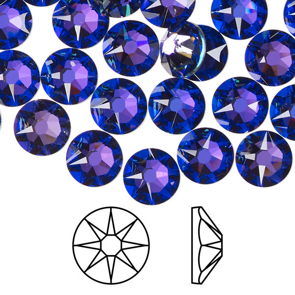 Flat back 12pk crystal heliotrope foil back, Crystal Passions® 8.412-8.672mm rose round SS40 2088 image number 0