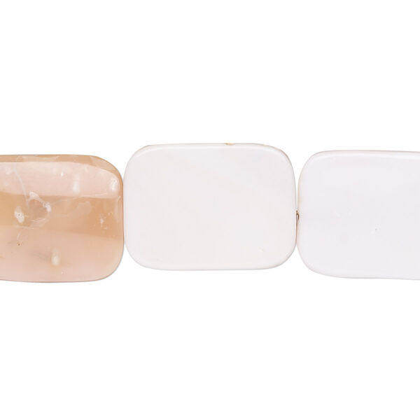 Bead, mother-of-pearl shell (dyed), pale pink, 18x13mm twisted flat rectangle with 0.6-0.8mm hole, Mohs hardness 3-1/2. Sold per 15-inch strand. image number 0