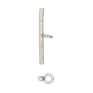 Clasp bar 1pkg1 sterling silver, 28x2mm, 1-strand