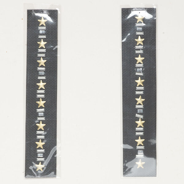 Iron-on transfer 1pkg2 crystal clear / matte gold / matte silver, Crystal Passions® 5x3mm rectangle / 8-9mm star / 7x3mm rectangle, 5 inch image number 0