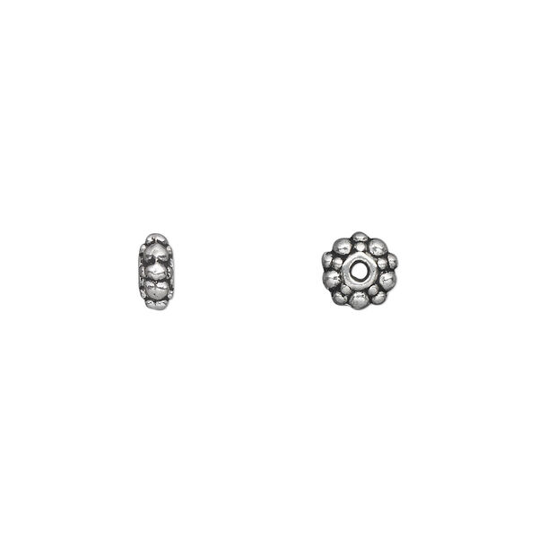 Bead, antique silver-plated "pewter" (zinc-based alloy), 6x3mm double-sided rondelle. Sold per pkg of 100. image number 0