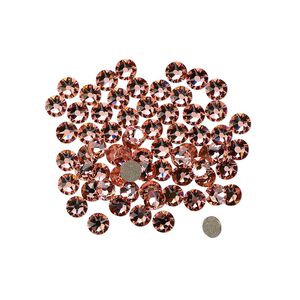 Flat back 144pk rose peach foil back, Crystal Passions® 3-3.2mm rose round SS12 2088