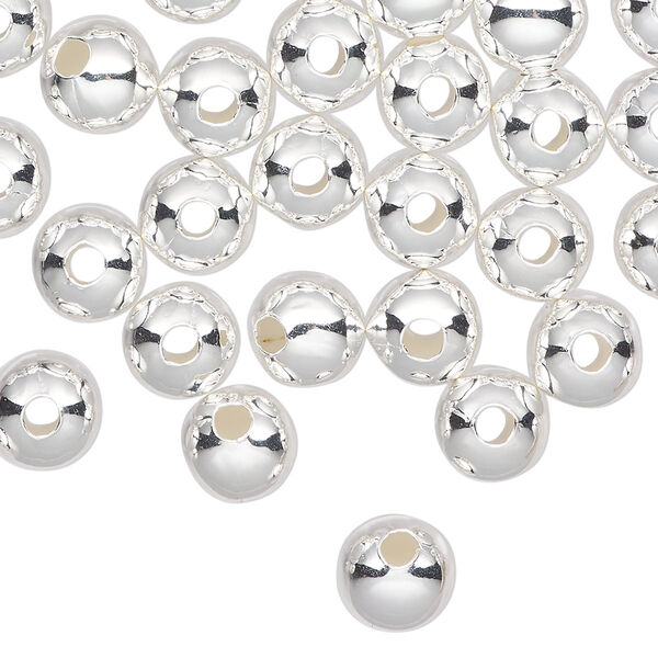 Bead, silver-plated steel, 8mm round. Sold per pkg of 100. image number 0