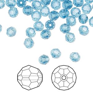 Bead 144pk aquamarine, Crystal Passions® 5mm round 5000