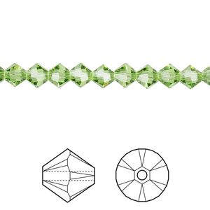 Bead 144pk peridot, Crystal Passions® 5mm bicone 5328