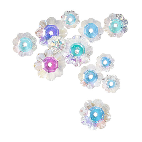 Margarita flower assortment 12pk translucent clear AB, Celestial Crystal® 10x3.5mm 8x3mm 6x2mm flower bead image number 0