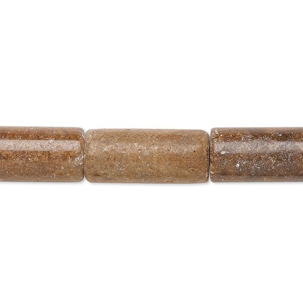 Bead, brown Italian "onyx" (onyx marble) (natural), 17x8mm-19x8mm round tube, D grade, Mohs hardness 3. Sold per 15-inch strand. image number 0