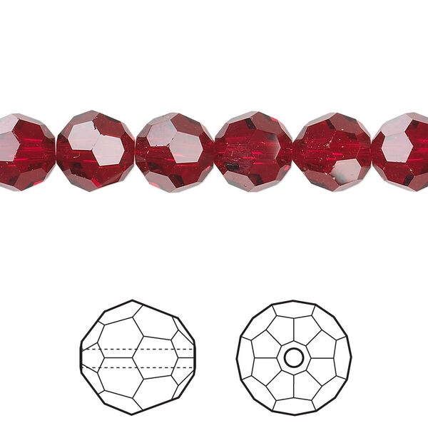 Bead 12pk Siam, Crystal Passions® 8mm round 5000 image number 0