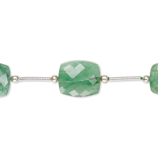 Green aventurine 1pkg5, hand-cut faceted rectangle bead natural 12x10mm-14x10mm image number 0