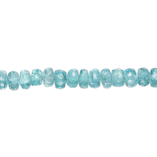 Bead, apatite (natural), 5x3mm-6x4mm hand-cut faceted rondelle with 0.4-1mm hole, B- grade, Mohs hardness 5. Sold per 9-inch strand, approximately 75 beads. image number 0