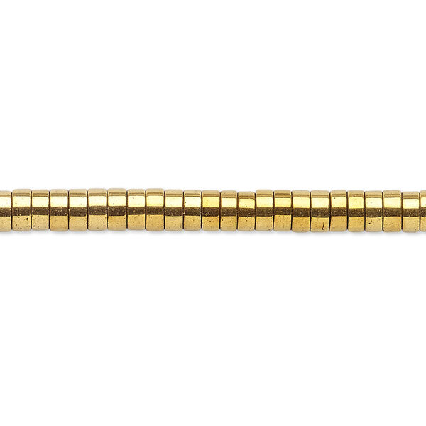 Bead, Hemalyke™ (man-made), antique gold, 2x1mm heishi. Sold per 8-inch strand, approximately 200 beads. image number 0