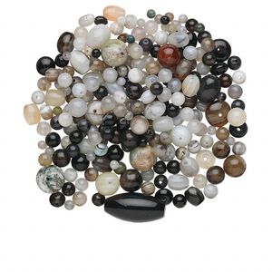 Agate 1pkg1, mixed shape bead 1/4 lb mix 4mm-26x15mm