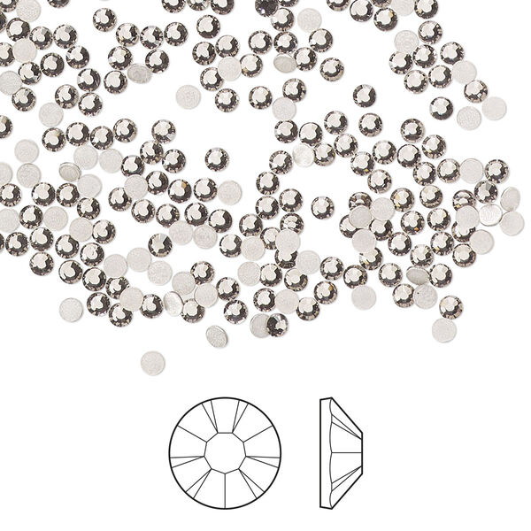 Flat back 1440pk black diamond foil back, Preciosa MAXIMA Czech crystal hotfix rhinestone 1.9-2.1mm chaton rose round SS6 image number 0