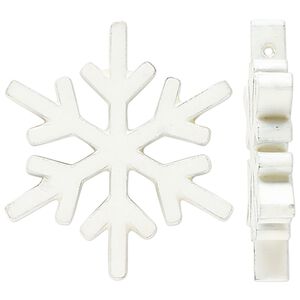 Focal, painted mango wood, white, 38x33mm side-drilled snowflake. Sold per pkg of 2.