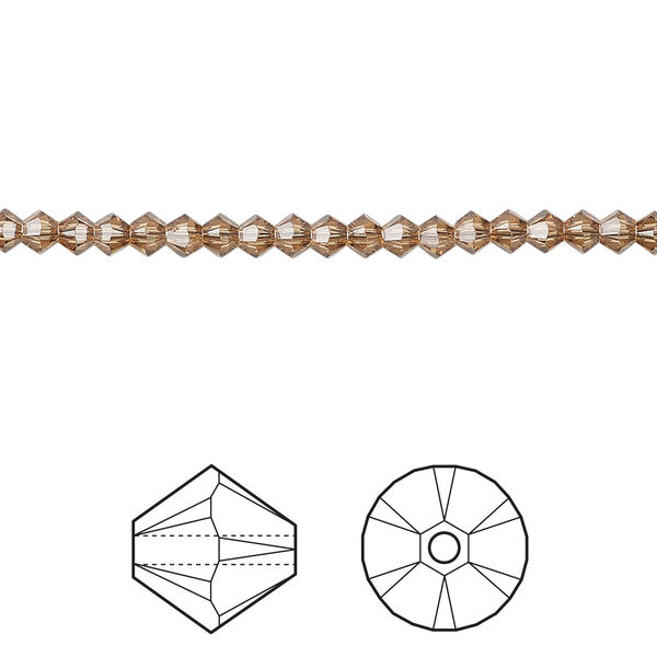 Bead 1pkg48 light smoked topaz, Crystal Passions® Regenerated 3mm bicone 5328 image number 0