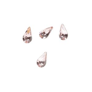 Fancy stone 4pk light rose foil back, Crystal Passions® 8x4.8mm pear 4328
