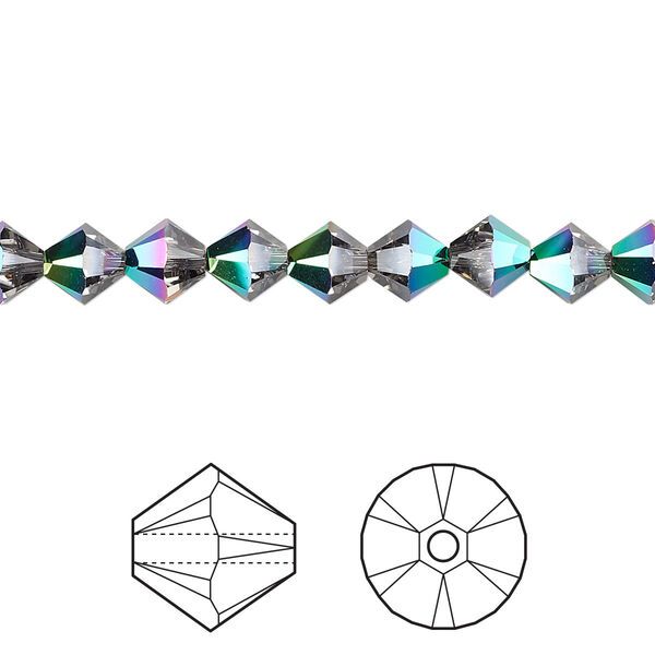 Bead 24pk crystal scarabaeus green, Crystal Passions® 6mm bicone 5328 image number 0