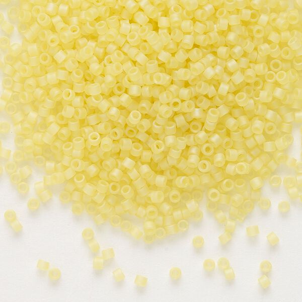 Seed bead, Delica®, glass, pkg/50g, #11 round, translucent matte rainbow yellow (DB-0854). image number 0