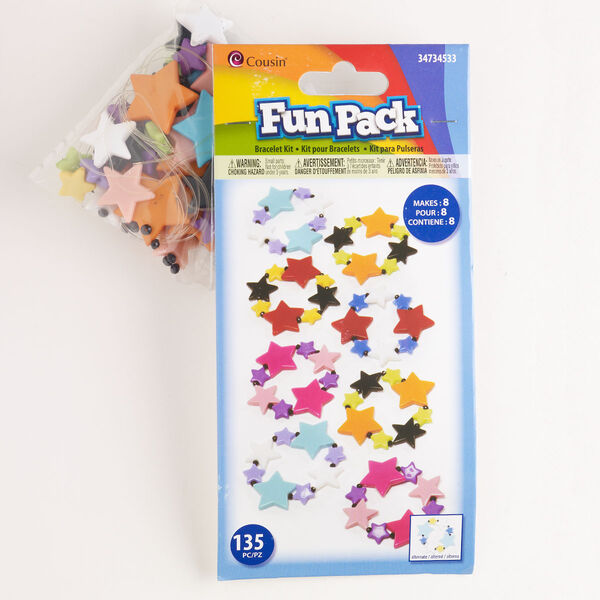 Bracelet mix, acrylic, pkg/1, 4mm rondelle and 14-29mm star, mixed colors. image number 0