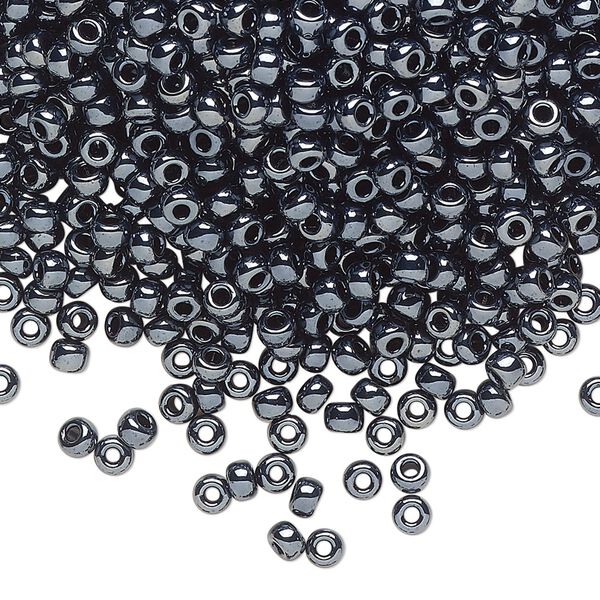 Seed bead, Miyuki, glass, pkg/50g, #8 rocaille, opaque metallic gunmetal, (RR-451). image number 0