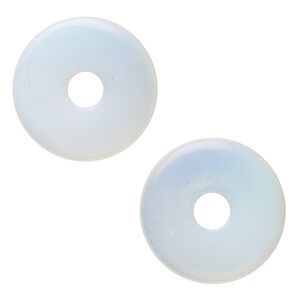 Focal, sea "opal" glass, 40mm round donut. Sold per pkg of 2.