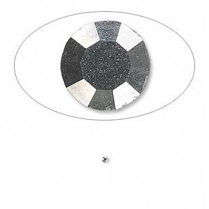 Chaton, glass rhinestone, hematite black, foil back, 1.3-1.35mm faceted round, PP6. Sold per pkg of 72.