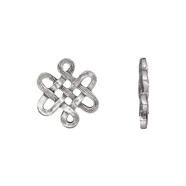 Link, pewter (tin-based alloy), pkg/1, antiqued, 17x15mm Celtic knotwork design. image number 0