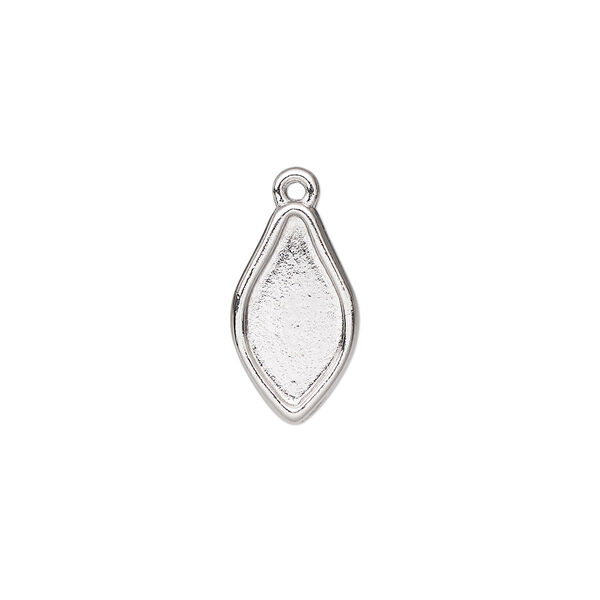 Drop, TierraCast®, white bronze-plated pewter (tin-based alloy), 16.5x9.5mm teardrop with renewal theme and 14x7mm flat back flame setting. Sold per pkg of 4. image number 0