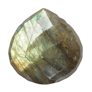 Labradorite 1pkg1, hand-cut top-drilled faceted puffed teardrop bead natural 35x34mm-37x36mm