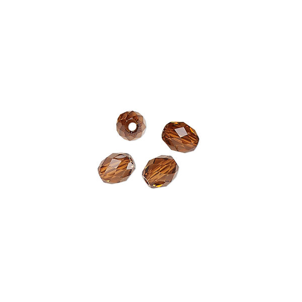 Bead 4pk light amber, Crystal Passions® 5x4mm olive briolette 5044 image number 0