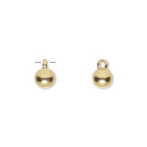 Drop, gold-finished "pewter" (zinc-based alloy), 6mm round. Sold per pkg of 10.