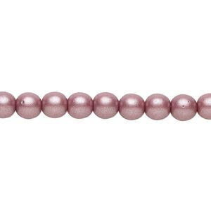 Bead, Czech glass druk, opaque satin mauve, 6mm round. Sold per 15-1/2" to 16" strand.